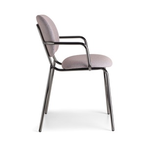 Upholstered Dining Armchair <b>Padded</b> Seat and Back Metal Frame in Anthracite Bronze Gold or Black Nickel for Restaurant Hotel - Product Image 3
