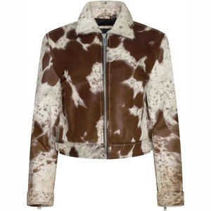 Veste en cuir de vachette personnalisée, décontractée, coupe-vent, écologique, pleine fleur, pour homme, veste en toile, pantalon, col montant, logo sur le devant - Product Image 1