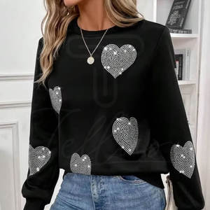 Sweat-shirt Offre Spéciale en strass de qualité supérieure pour femmes sweat-shirt en coton mélangé confortable et respirant pour unisexe - Product Image 4