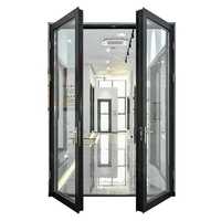 Porte extérieure en aluminium à battants pour villa, résistante aux intempéries et aux impacts d'ouragan, avec vitrage, style porte française – Offre Spéciale