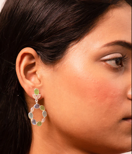 Boucles d'oreilles pendantes classiques en argent sterling 925 plaqué argent, multi-gemmes, ovales, tendance, cadeau de mariage pour femme, accessoire de fête, fait main - Product Image 4