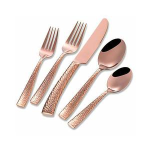 Ensemble de couverts en cuivre à manche martelé fourchettes cuillères vaisselle ensemble de couverts en acier ensemble de couverts en acier inoxydable or Rose poli - Product Image 1