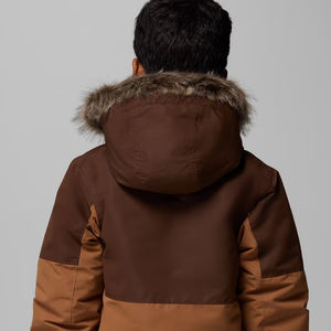 Veste d'hiver matelassée personnalisée avec logo, fermeture éclair, capuche et blocs de couleur, pour garçons, manches longues - Product Image 5
