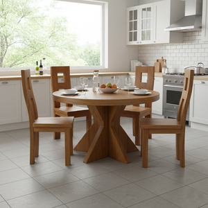 Silla de Comedor de Madera de Suar Sólida y Estética, Hecha a Mano, Acabado Natural Moderno, Respaldo Alto, Construcción Resistente para Hogar u Hotel - Product Image 6