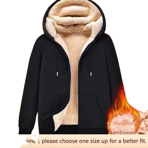 Winter Zipper Hoodies Thicken Warm <b>Jackets</b> With <b>Sherpa</b> Fleece Long Sleeve Casual Sports Fleece Black Coats Hooded <b>Men</b> Coat - Product Image 2