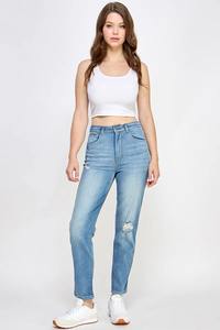 Precio de fábrica, pantalones vaqueros informales de alta calidad para mujer, pantalones vaqueros de corte recto 2025 para mujer, pantalones vaqueros personalizados OEM para mujer, fabricante - Product Image 2