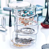 Organisateur de maquillage multifonctionnel en acrylique transparent à 4 niveaux, écologique, sans BPA, avec fonction rotative et design cylindrique
