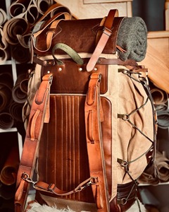Leather Canvas Luxury <b>Backpack</b> Durable Vintage Travel School <b>Laptop</b> Large Capacity Lightweight OEM LCBP-0031 - Product Image 1