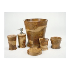 Accessoires de salle de bain en bois, 6 pièces, pour l'amélioration de la salle de bain - Product Image 3