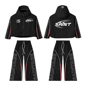 Ensemble deux pièces coupe-vent en nylon avec logo personnalisé pour hommes survêtement coupe-vent vestes et shorts à fermeture éclair pour hommes - Product Image 2