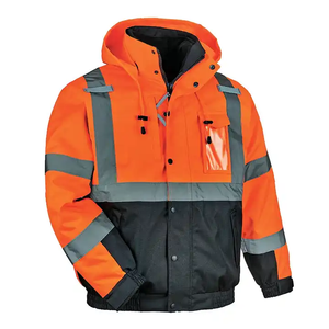 Winter <b>Waterproof</b> Worker Orange High Quality Reflective Safety Jacket High Visibility Winter <b>Work</b> Coat with Detachable Hood - Product Image 1