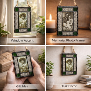 Cadre <span class=keywords><strong>photo</strong></span> suspendu vintage en laiton et vitrail, attrape-soleil décoratif en <span class=keywords><strong>verre</strong></span>, petit cadeau, cadre <span class=keywords><strong>photo</strong></span> en <span class=keywords><strong>verre</strong></span> - Product Image 3