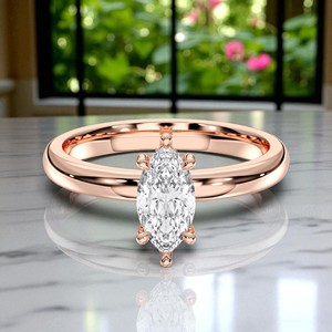 Bague de fiançailles pour femme 0.58 carat E-F/VVS-VS Moissanite Solitaire en or massif style marquise et forme - Product Image 2