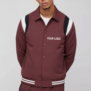 Chaqueta Varsity Premium para Hombre al por Mayor, 100% Lana, Tejido Softshell, Cuello Camisero, Cómoda, con Logotipo Frontal - Product Image 1