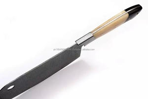 Couteaux couperet Damas robustes de 8 pouces avec logo personnalisé, manche en bois en acier à haute teneur en carbone, couteaux de chef de chasse et de camping écologiques - Product Image 6