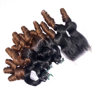 Extensiones de Cabello Humano Vietnamita Ombre de la Más Alta Calidad, Precio Especial, Cabello Virgen Ondulado, Set de Paquetes con Cierre 2026 - Product Image 2
