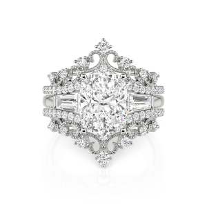 Jeulia Vintage <b>Crown</b> Scrollwork Oval Engagement <b>Ring</b> Set-Fine Jewelry Set - Product Image 1