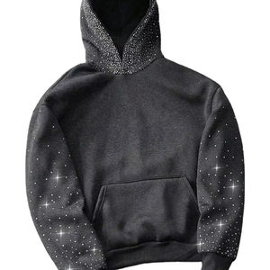 Conjunto de Sudadera con Capucha y Pantalones Deportivos con Pedrería y Logotipo Personalizado al por Mayor, Chándal Brillante de Dos Piezas, Traje Deportivo Unisex con Cristales - Product Image 1