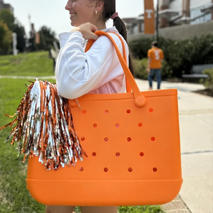 Sac fourre-tout en EVA personnalisé avec logo, design ouvert, imperméable, durable, couleur unie, style caoutchouc, pour femmes, plage, extérieur, vente en gros - Product Image 1