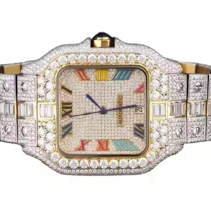 Nueva llegada de lujo envejecido 41mm Acero inoxidable automático diamante reloj 20mm banda de cuarzo de alta calidad estilo de negocios Hip Hop - Product Image 4