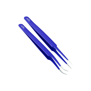 Pinzas de extensión de pestañas inclinadas de acero inoxidable de la mejor calidad, todas las pinzas moradas Premium para dar forma a las cejas - Product Image 3