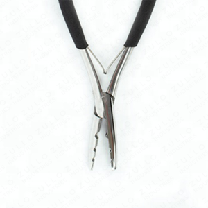 Pinzas al por mayor OEM de acero inoxidable plateado para extensiones de cabello con agarre de goma y herramienta para quitar cuentas para salón de belleza - Product Image 4