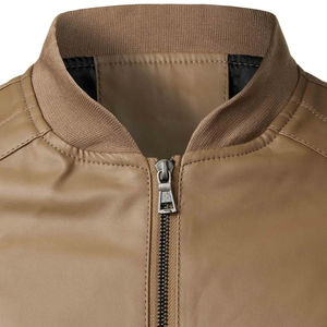 Manteau de motard coupe ajustée personnalisé printemps automne veste en cuir naturel style moto tissu en toile - Product Image 2