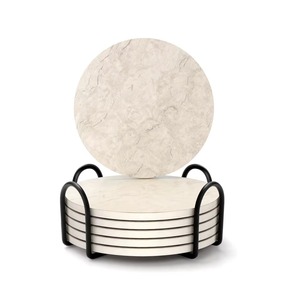 <b>Set</b> of <b>4</b> Marble <b>Round</b> Eco-Friendly Coasters <b>for</b> <b>Table</b> Top Decoration <b>for</b> Home Hotel Restaurant Use Direct Export Supply India - Product Image 3