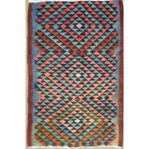 Un kilim Sanandaj vintage authentique, noué à la main, unique en son genre, 5'0 x 3'8 - Product Image 1