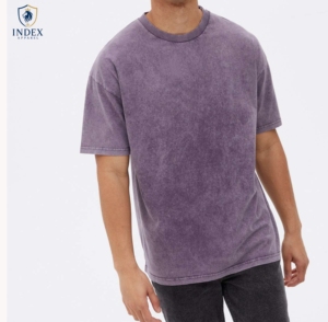 T-shirt en coton violet uni surdimensionné pour homme Index Apparel, col rond, manches courtes, coupe décontractée, jersey teint et lavé - Product Image 1