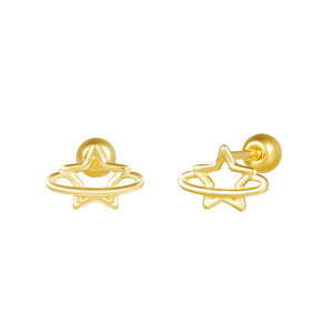 Da donna alla moda Mini Star Planet Line tutto in oro 14k orecchini a bottone Fine K-gioielli all'ingrosso graziosi gioielli Piercing fantastici - Product Image 2