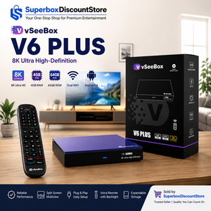 Android 14 Smart <b>TV</b> Box 4K Decoding VseeBox V6 Plus 4GB 64GB Amlogic S905Y5 BT Voice Remote Dual Band <b>WiFi</b> 100M LAN for Home Use - Product Image 1