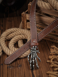 Ceinture de robe en cuir véritable pour hommes Ceinture de taille formelle avec boucle en métal - Product Image 4