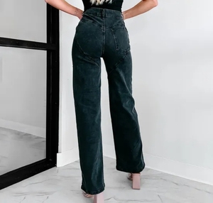 Meilleures ventes en gros Fashion-Forward Pantalon chic à jambe large en denim bleu clair - Product Image 2