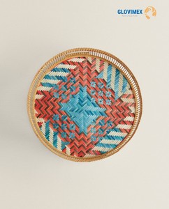High Quality Bamboo Rattan Rustic Design Handwoven Multifunctional Storage <b>Trays</b> Set Table Serving Decorative <b>Kitchen</b> <b>Tray</b> - Product Image 3