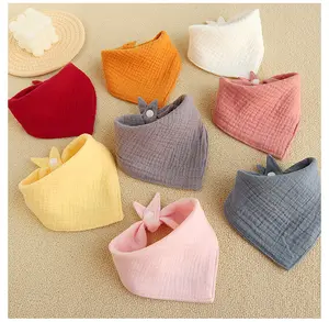Baby Products Saliva Towel Reusable Bandana Baby Bib Drool Triangle Towel Six Layer Pleated Wash Pure Cotton YARN DYED Support