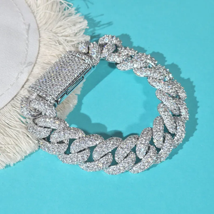 Pulsera cubana de alta calidad, joyería de Hip Hop, 8mm, plata 925 VVS Moissanite Diamond Iced Out, pulsera de cadena de eslabones cubanos para hombres - Product Image 1