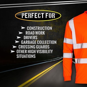 Hi Vis réfléchissant travail hiver Construction 100% Polyester vestes vêtements de travail chemises bande réfléchissante chemise à manches longues vêtements de travail - Product Image 5