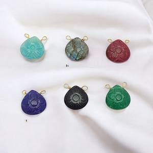 Colgante de talla de flor con forma de corazón de ónix negro, Plata de Ley 925, alambre chapado en oro, abalorios a granel envueltos, abalorios de ónix, regalo para ella - Product Image 6