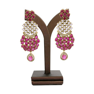 Pendientes colgantes AD de lujo, elegantes perlas chapadas en Mehndi AD, circonita de latón de alta calidad, moda personalizada para bodas, perfecta - Product Image 1