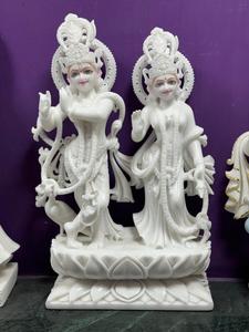 Statue en marbre artisanale, divinité hindoue, dieu Vishnu Laxmi, sculpture élégante pour jardin, temple, art architectural indien fait à la main - Product Image 3