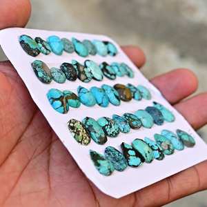 Natural Tibatian Turquesa Piedra preciosa Parte posterior plana Cabujón Piedra preciosa Turquesa Rosecut Cabujón suelto para la fabricación de anillos y pendientes - Product Image 2