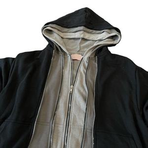 เสื้อฮู้ดสำหรับผู้ชายแนวสตรีทสีพื้นมีซิป Y2K ดีไซน์เนอร์สามชั้นแบบปรับแต่งได้ - Product Image 3