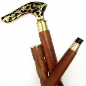 Bâton de marche en laiton à poignée de fleur noire fait à la main Bâton de randonnée en bois torsadé Poignée pliante en caoutchouc Canne de marche faite à la main - Product Image 4