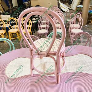 Silla de ratán hecha a mano de color rosa claro para niños Diseño moderno de la mejor calidad para la habitación de los niños para uso en la cocina de la sala de estar al aire libre - Product Image 4