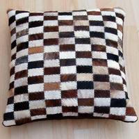Housse de coussin en cuir carré moderne de luxe en cuir de vachette 100% naturel authentique avec 100% cheveux naturels pour la maison ou l'hôtel