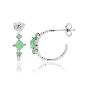 Diseño creativo mezcla de piedra 925 plata esterlina Topacio Azul piedra preciosa medio aro pendiente para mujer joyería - Product Image 3