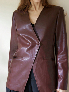 Veste en cuir pour femme Tendance en cuir d'agneau véritable Style vintage Veste en cuir pour femme Veste en cuir de vache véritable pour femme personnalisée - Product Image 3