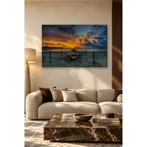 Impression sur toile de bateau à rames Fida Stormy Sunset Beach - Product Image 4