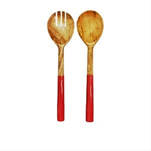 Ensemble de service pour salade en bois, ensemble d'ustensiles en bois faits à la main, 6 pièces avec poignée, louche à soupe, ustensiles de qualité - Product Image 4